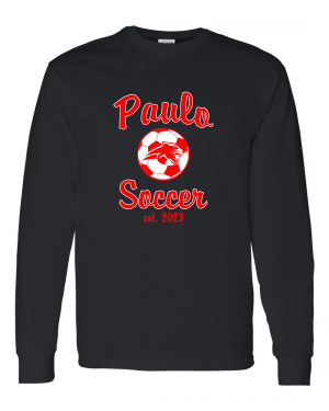 PAULO SOCCER Est 2023 BLACK LONG SLEEVE TEE  W/ OPTION FOR NAME & NUMBER
