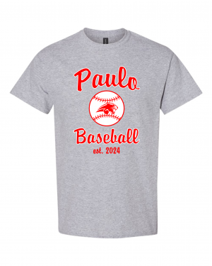 PAULO BASEBALL Est 2024 GREY TEE  W/ OPTION FOR NAME & NUMBER