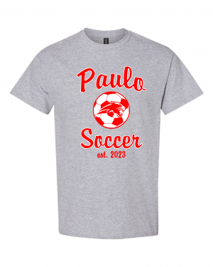 PAULO  SOCCER Est 2023 GREY TEE  W/ OPTION FOR NAME & NUMBER