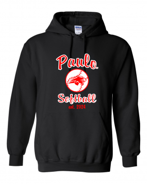 PAULO  IS 75 SOFTBALL  BLACK PULLOVER HOODED SWEATSHIRT  W/ OPTION FOR NAME & NUMBER BACK