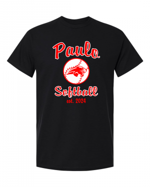 PAULO  SOFTBALL Est 2024 BLACK TEE  W/ OPTION FOR NAME & NUMBER