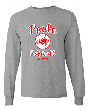 PAULO SOFTBALL Est 2024 GREY LONG SLEEVE TEE  W/ OPTION FOR NAME & NUMBER