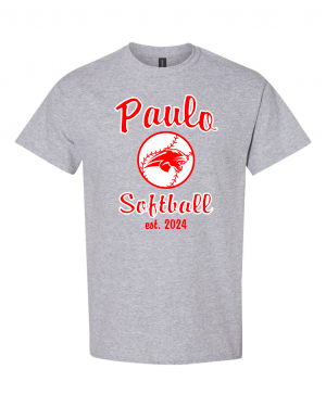 PAULO SOFTBALL EST 2024 GREY TEE  W/ OPTION FOR NAME & NUMBER