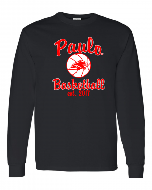 PAULO  Est 2017 BASKETBALL BLACK LONG SLEEVE TEE  W/ OPTION FOR NAME & NUMBER