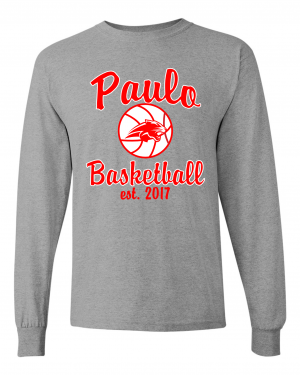 PAULO Est 2017 BASKETBALL GREY LONG SLEEVE TEE  W/ OPTION FOR NAME & NUMBER