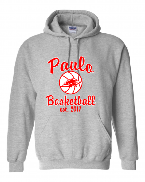 PAULO Est 2017 BASKETBALL GREY PULLOVER HOODED SWEATSHIRT  W/ OPTION FOR NAME & NUMBER