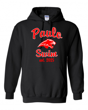 PAULO SWIM Est 2025 BLACK PULLOVER HOODED SWEATSHIRT W/ OPTION FOR NAME & NUMBER