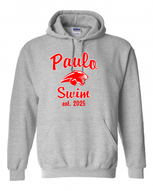 PAULO SWIM Est 2025 GREY PULLOVER HOODED SWEATSHIRT W/ OPTION FOR NAME & NUMBER