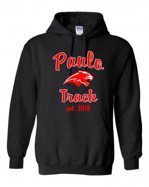 PAULO Est 2018 TRACK BLACK PULLOVER HOODED SWEATSHIRT  W/ OPTION FOR NAME & NUMBER
