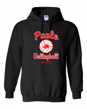 PAULO Est 2023 VOLLEYBALL BLACK PULLOVER HOODED SWEATSHIRT  W/ OPTION FOR NAME & NUMBER BACK