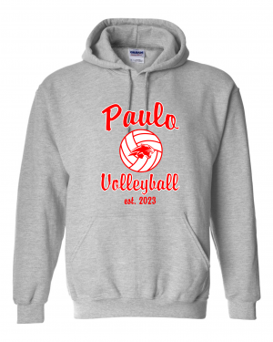 PAULO Est 2023 VOLLEYBALL GREY PULLOVER HOODED SWEATSHIRT  W/ OPTION FOR NAME & NUMBER