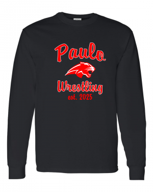 PAULO WRESTLING EST 2025 BLACK LONG SLEEVE TEE  W/ OPTION FOR NAME & NUMBER