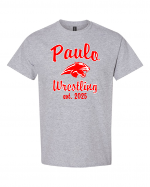 PAULO WRESTLING Est 2025 GREY TEE  W/ OPTION FOR NAME & NUMBER