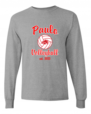 PAULO Est 2023  GREY VOLLEYBALL LONG SLEEVE TEE  W/ OPTION FOR NAME & NUMBER