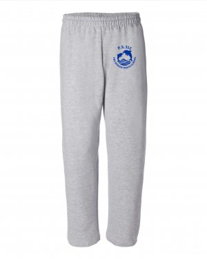 PS 312 Bergen Beach School GREY Unisex Open-Bottom Sweatpants - 18400 with Navy logo