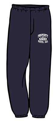 Navy Blue Sweatpants With School Logo Left Leg